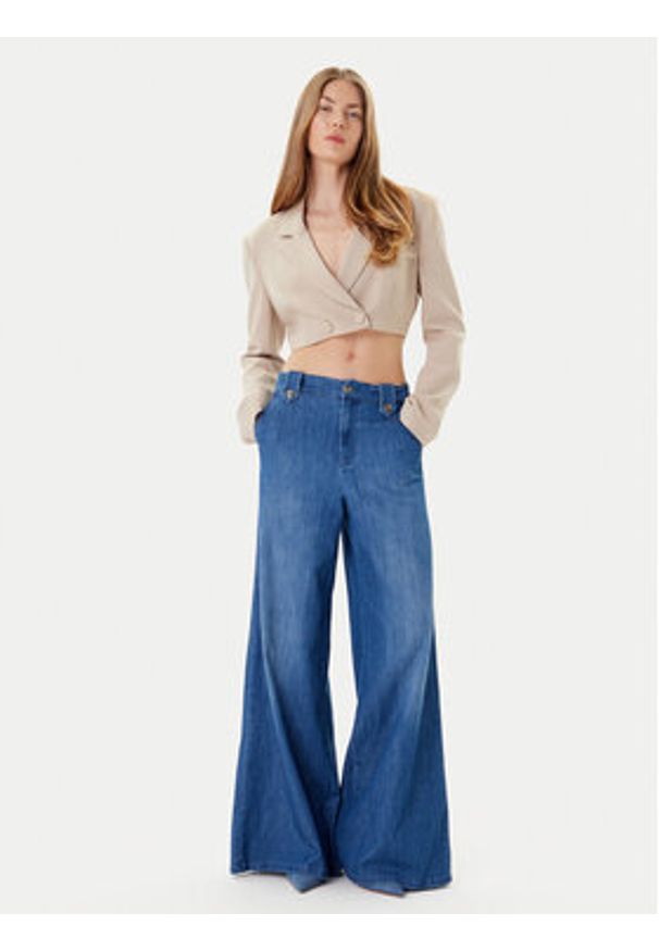 Marella Jeansy 2523186154 Granatowy Wide Leg. Kolor: niebieski