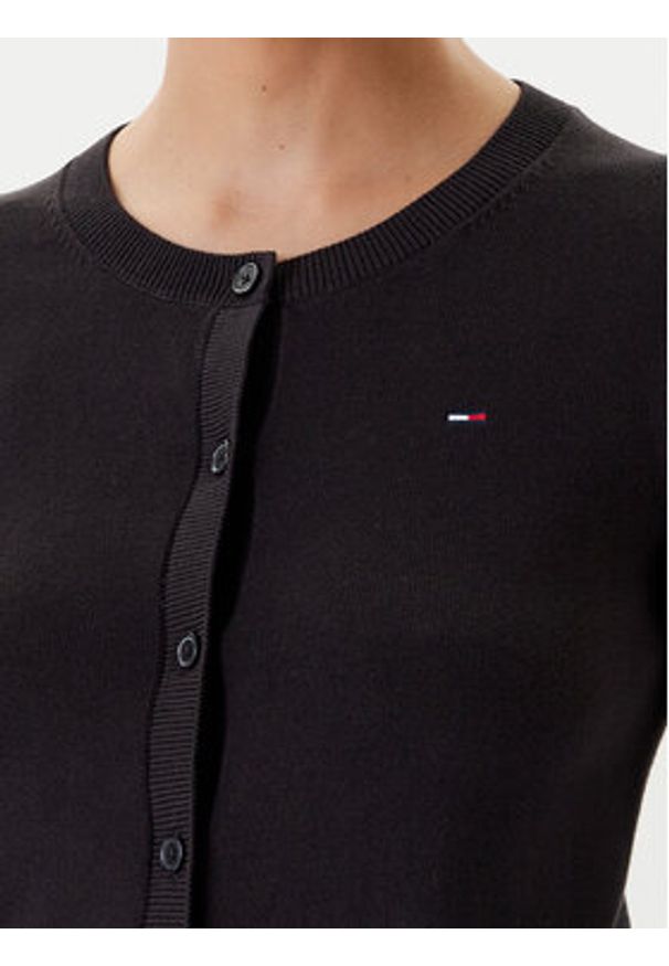 Tommy Jeans Kardigan Essential DW0DW20976 Czarny Regular Fit. Kolor: czarny. Materiał: bawełna