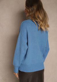 Renee - Niebieski Sweter z Kaszmirem i Trójkątnym Dekoltem Plenne. Kolor: niebieski. Materiał: kaszmir. Styl: klasyczny #5
