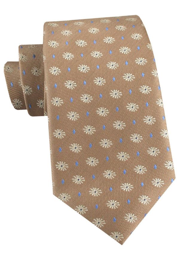 Męski Krawat - Kolor Kawy z Mlekiem, Grochy - Alties. Kolor: beżowy, wielokolorowy, brązowy. Materiał: tkanina. Wzór: grochy. Styl: elegancki, wizytowy