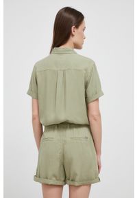 Pepe Jeans kombinezon Tess kolor zielony z kołnierzykiemm. Okazja: na co dzień. Kolor: zielony. Materiał: tkanina. Długość rękawa: krótki rękaw. Długość: krótkie. Wzór: gładki. Styl: casual #5