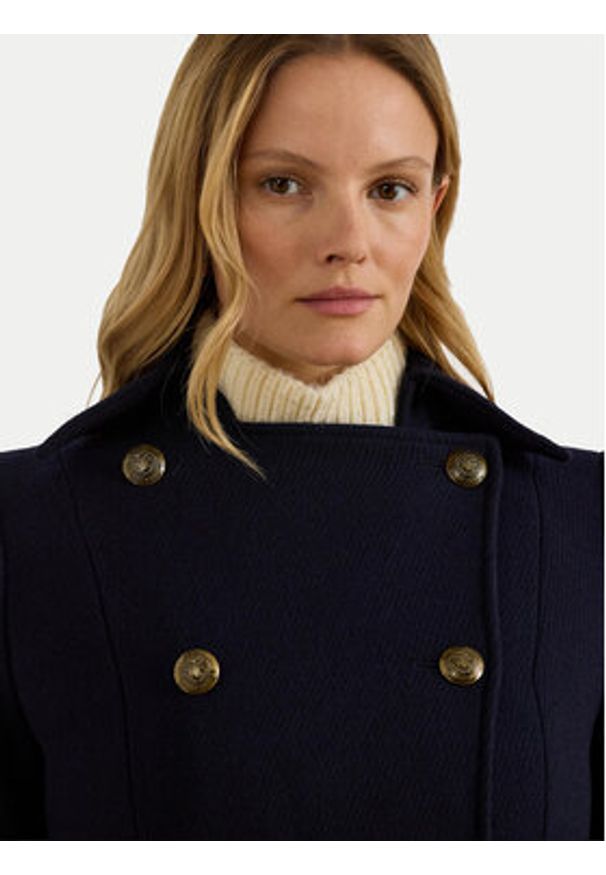 Lauren Ralph Lauren - LAUREN RALPH LAUREN Płaszcz wełniany 297P04150002 Granatowy Regular Fit. Kolor: niebieski. Materiał: syntetyk