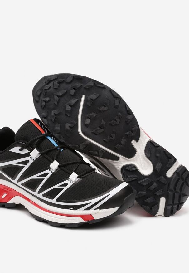Born2be - Czarno-Czerwone Sznurowane Sneakersy na Grubszej Podeszwie z Gumowymi Wstawkami Tellfina. Okazja: na co dzień. Zapięcie: sznurówki. Kolor: czarny. Materiał: guma