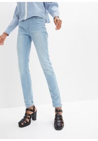 bonprix - Dżinsy Skinny mid waist, z wygodnym paskiem. Kolor: niebieski #1