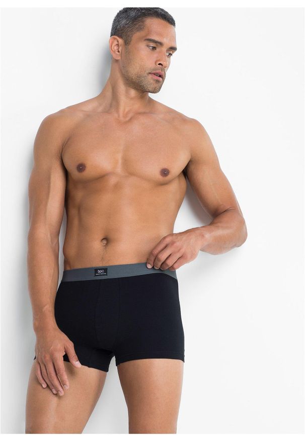 bonprix - Bokserki o dopasowanym kroju z bawełną (3 pary). Kolor: czarny. Materiał: bawełna