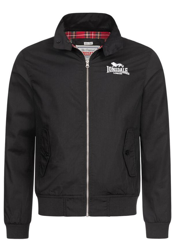 Kurtka zimowa Lonsdale Acton. Kolor: czarny. Materiał: bawełna, poliester. Wzór: haft, kratka. Sezon: zima