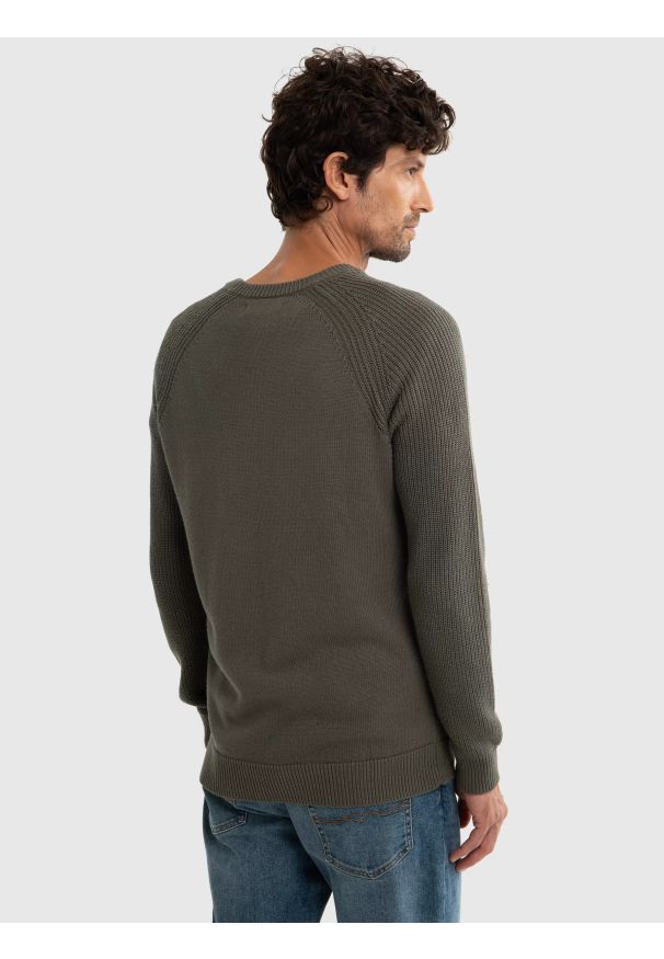 Big-Star - Sweter męski ciemnoszary Najn 905. Kolor: szary. Materiał: tkanina, skóra, materiał. Wzór: ze splotem. Styl: elegancki