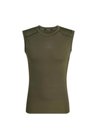Adidas - Tank top adidas Techfit Compression. Kolor: zielony. Technologia: Techfit (Adidas). Sport: fitness #1