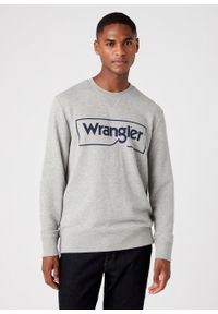 Wrangler - WRANGLER FRAME LOGO SWS MĘSKA BLUZA KLASYCZNA MID GREY MEL W6H1HAX37. Styl: klasyczny