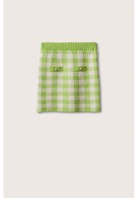 mango - Mango spódnica Dotty kolor zielony mini prosta. Okazja: na co dzień. Stan: podwyższony. Kolor: zielony. Styl: casual #4