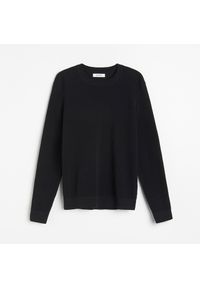 Reserved - Melanżowy sweter basic - Czarny. Kolor: czarny. Wzór: melanż #1