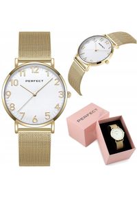 Zegarek Perfect ZEGAREK DAMSKI PERFECT ZEFRA bransoletka mesh złoty. Kolor: złoty. Materiał: mesh #1