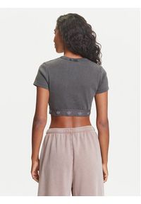 Adidas - adidas T-Shirt Ribbed JD0041 Szary Slim Fit. Kolor: szary. Materiał: bawełna #4