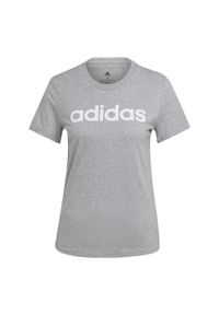 Adidas - T-shirt damski z logo adidas Essentials. Kolor: szary, biały, wielokolorowy. Sport: taniec, joga i pilates
