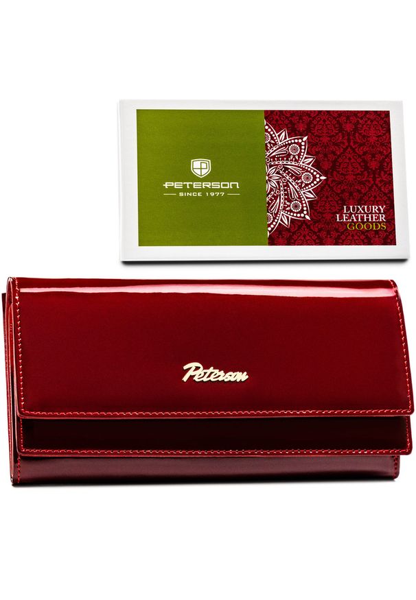 Skórzany portfel Peterson PTN BC-421028 czerwony. Kolor: czerwony. Materiał: skóra