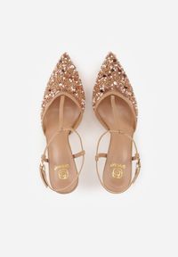 Renee - Ciemnobeżowe Eleganckie Szpilki na Szpilce z Siateczkowym Noskiem z Koralikami Riosira. Zapięcie: pasek. Kolor: beżowy. Obcas: na szpilce. Styl: elegancki #8