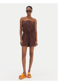 Seafolly Kombinezon Crinkle 55537-PS Brązowy Regular Fit. Kolor: brązowy. Materiał: bawełna #2