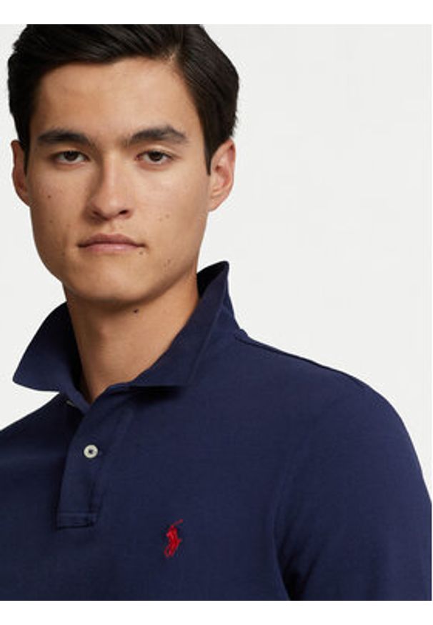 Polo Ralph Lauren Polo 710680790046 Granatowy Custom Slim Fit. Typ kołnierza: polo. Kolor: niebieski. Materiał: bawełna