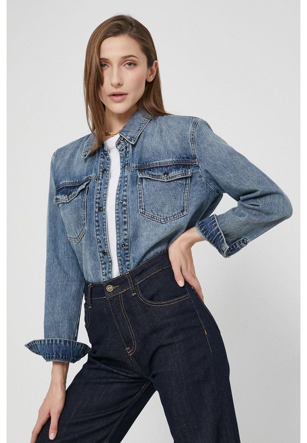 Miss Sixty - Koszula jeansowa. Okazja: na co dzień. Kolor: niebieski. Materiał: jeans. Długość rękawa: długi rękaw. Długość: długie. Styl: casual