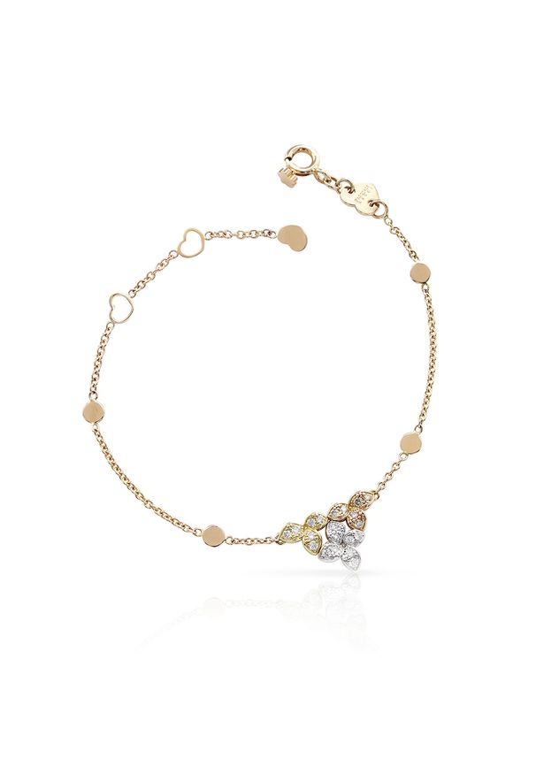 W.KRUK Piękna Bransoletka Złota - złoto 750, Brylant 0,24 ct - ZPB/AB+30BK. Materiał: złote. Kolor: złoty. Wzór: kwiaty. Kamień szlachetny: brylant