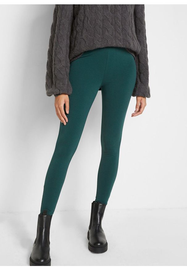 bonprix - Legginsy (2 pary). Kolor: czerwony. Materiał: bawełna. Długość: długie