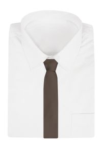 Elegancki Męski Krawat - Chattier - Brązowy z Fakturą Materiału. Kolor: wielokolorowy, beżowy, brązowy. Materiał: materiał. Styl: elegancki