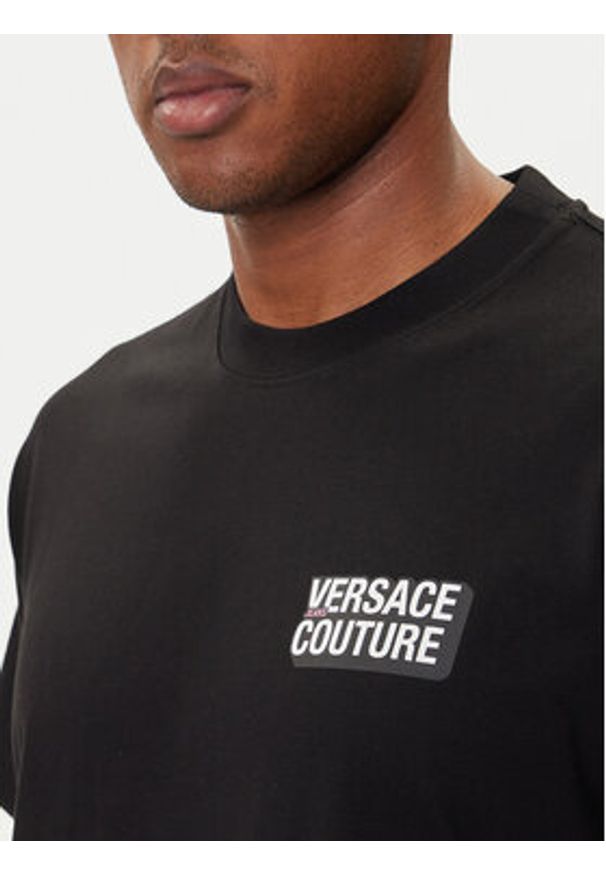 Versace Jeans Couture T-Shirt 79GAHP10 CJ01P Czarny Regular Fit. Kolor: czarny. Materiał: bawełna