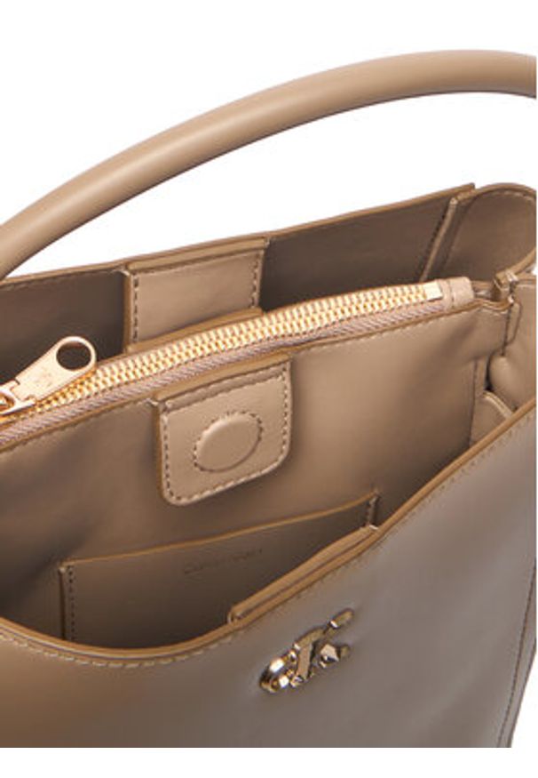 Calvin Klein Torebka Ck Bucket With Strap LV04F3174G Beżowy. Kolor: beżowy. Materiał: skórzane