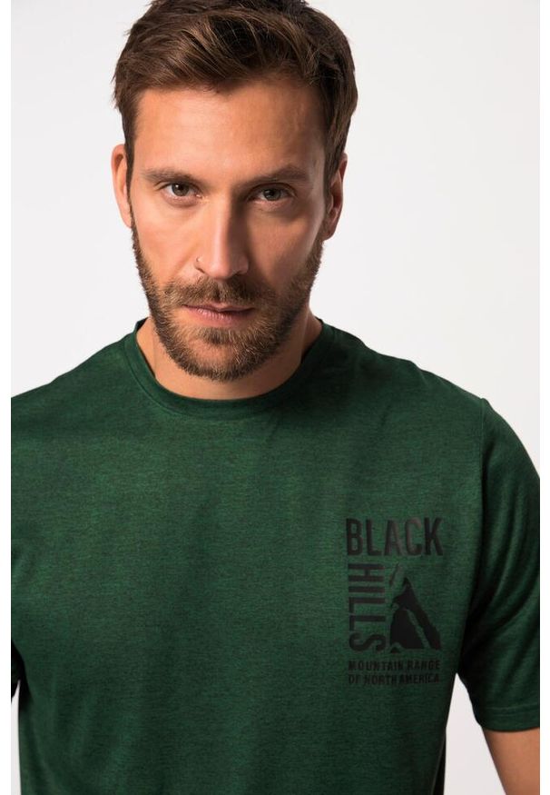 JAY-PI - Męski T-shirt outdoorowy rękaw 1/2 nadruk na piersi. Kolekcja: plus size. Kolor: zielony. Materiał: poliester, materiał. Wzór: nadruk. Sport: turystyka piesza