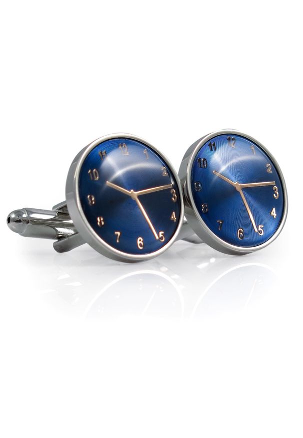 Modini - Spinki do mankietów - srebrno-niebieskie zegarki A187. Kolor: srebrny, wielokolorowy, niebieski