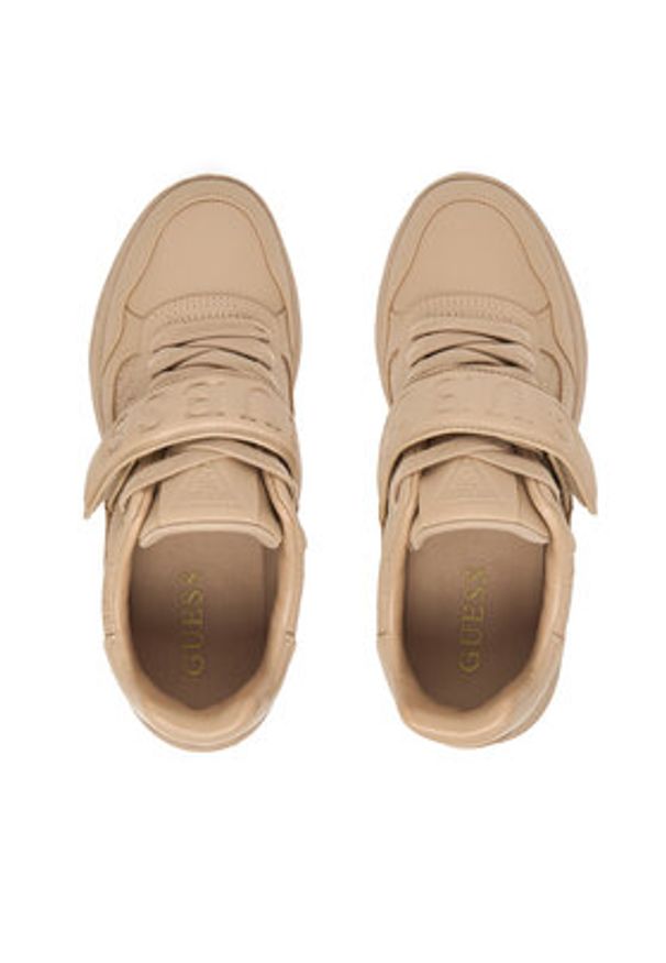 Guess Sneakersy FLFHNN ELE12 Beżowy. Kolor: beżowy. Materiał: skóra
