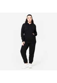 DOMYOS - Bluza z kapturem damska Domyos Gym & Pilates. Typ kołnierza: kaptur. Kolor: czarny. Materiał: tkanina, elastan, prążkowany, bawełna, materiał, poliester. Długość: długie. Sport: joga i pilates