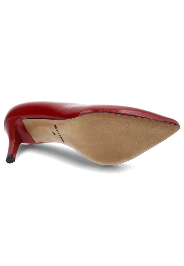 Czerwone Szpilki Szydłowski Eleganckie Skórzane Buty. Zapięcie: bez zapięcia. Kolor: czerwony. Materiał: skóra. Szerokość cholewki: normalna. Obcas: na szpilce. Styl: elegancki