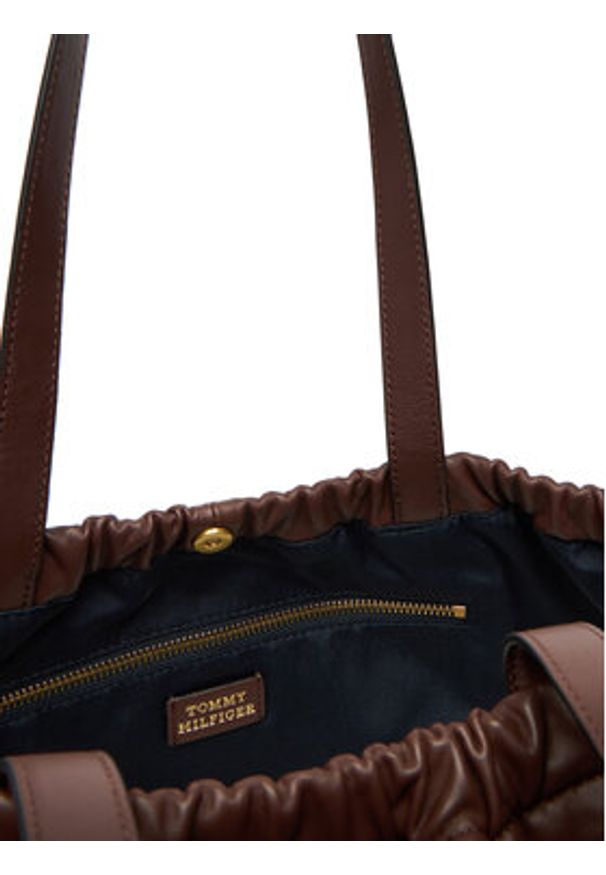 TOMMY HILFIGER - Tommy Hilfiger Torebka Soft Leather Tote AW0AW18308 Bordowy. Kolor: czerwony. Materiał: skórzane