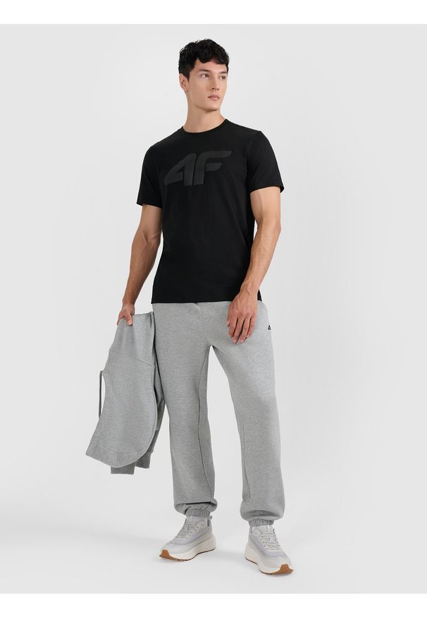 4f - 4F T-shirt regular z nadrukiem męski - czarny L. Okazja: na co dzień. Kolor: czarny. Wzór: nadruk. Styl: casual