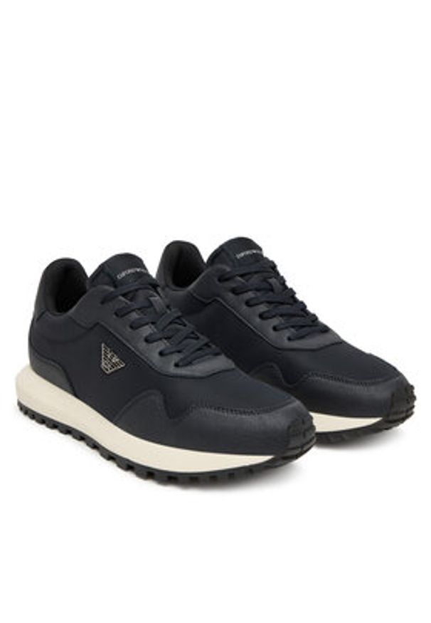Emporio Armani Sneakersy EM003738 AF19532 MB007 Granatowy. Kolor: niebieski. Materiał: zamsz, skóra