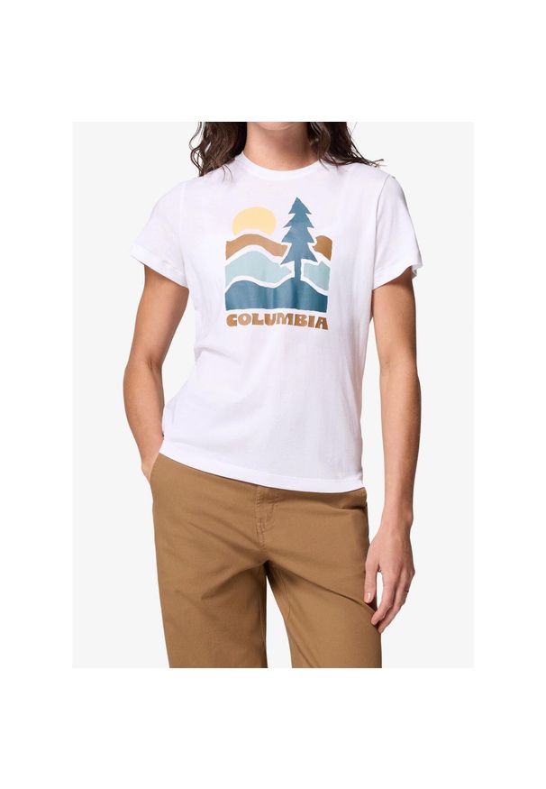columbia - Koszulka z nadrukiem damska Columbia Ruby Springs Graphic Fitted. Kolor: biały. Wzór: nadruk
