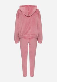 Born2be - Ciemnoróżowy Komplet Dresowy z Bawełną Bluza z Kapturem i Kieszenią Spodnie z Gumką w Talii Quesaria. Kolor: różowy. Materiał: bawełna, dresówka