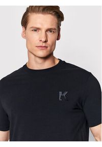 Karl Lagerfeld - KARL LAGERFELD T-Shirt Crewneck 755890 500221 Granatowy Regular Fit. Typ kołnierza: dekolt w karo. Kolor: niebieski. Materiał: bawełna #3