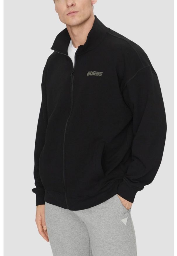 Guess - GUESS Czarna bluza męska Emis, Rozmiar S. Kolor: czarny. Materiał: bawełna, materiał. Styl: elegancki