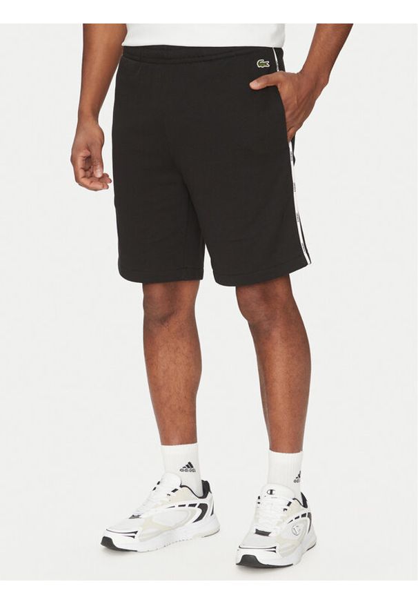 Lacoste Szorty sportowe GH9896 Czarny Regular Fit. Kolor: czarny. Materiał: bawełna. Styl: sportowy