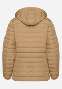 Born2be - Ciemnobeżowa Pikowana Kurtka z Kapturem i Sznurkami Miviana. Okazja: na spacer. Typ kołnierza: kaptur. Kolor: beżowy. Materiał: jeans. Długość rękawa: długi rękaw. Długość: długie #7