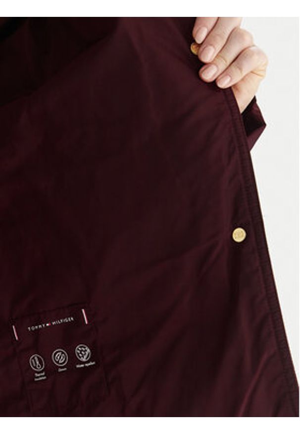 TOMMY HILFIGER - Tommy Hilfiger Kurtka puchowa WW0WW47294 Bordowy Relaxed Fit. Kolor: czerwony. Materiał: syntetyk