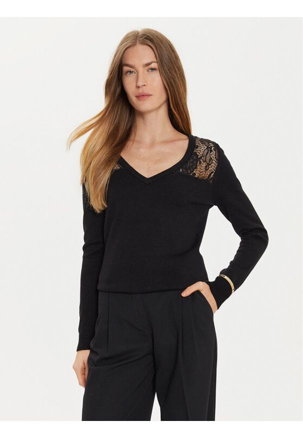 Morgan Sweter 242-MCOURSE Czarny Regular Fit. Kolor: czarny. Materiał: wiskoza, syntetyk