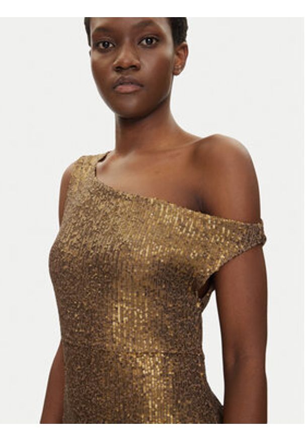 NORMA KAMALI Sukienka wieczorowa ST4243SQG69151 Złoty Slim Fit. Kolor: złoty. Materiał: syntetyk. Styl: wizytowy