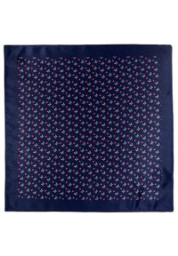 Modini - Granatowa poszetka w motyle i kwiatki E121. Kolor: niebieski. Wzór: kwiaty #1