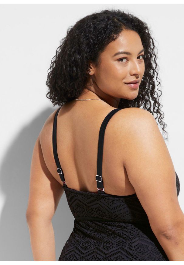 bonprix - Sukienka kąpielowa z koronką. Kolor: czarny. Materiał: koronka. Długość rękawa: na ramiączkach. Wzór: koronka