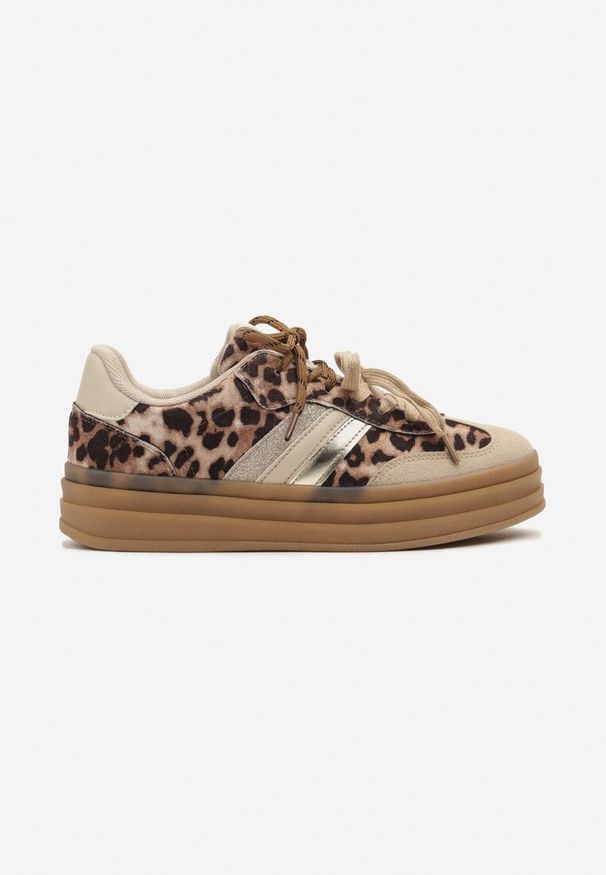 Born2be - Panterkowe Sneakersy na Kauczukowej Podeszwie z Brokatem Telisetia. Okazja: na co dzień. Materiał: kauczuk
