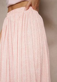 Renee - Różowa Rozkloszowana Spódnica Zdobiona Wzorem w Kropki Ediraviela. Okazja: na co dzień. Kolor: różowy. Wzór: aplikacja, kropki. Styl: elegancki, casual #5