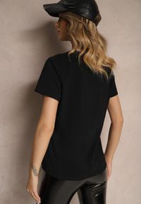 Renee - Czarny Casualowy Bawełniany T-shirt Ilanira. Okazja: na co dzień. Kolor: czarny. Materiał: bawełna. Styl: casual